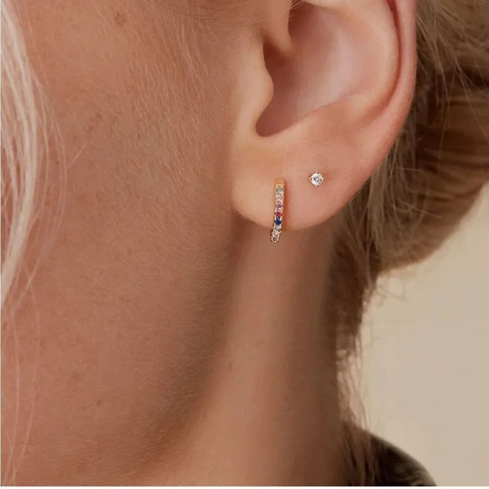 CZ Hoop Huggie Earrings